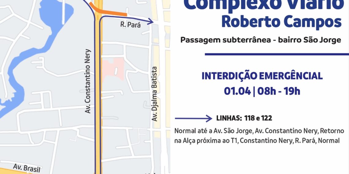 Prefeitura interdita passagem subterrânea de complexo viário a partir deste sábado, 1º